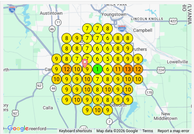 Bodhi Tree heatmap for 'massage Boardman' before — average rank 8.6